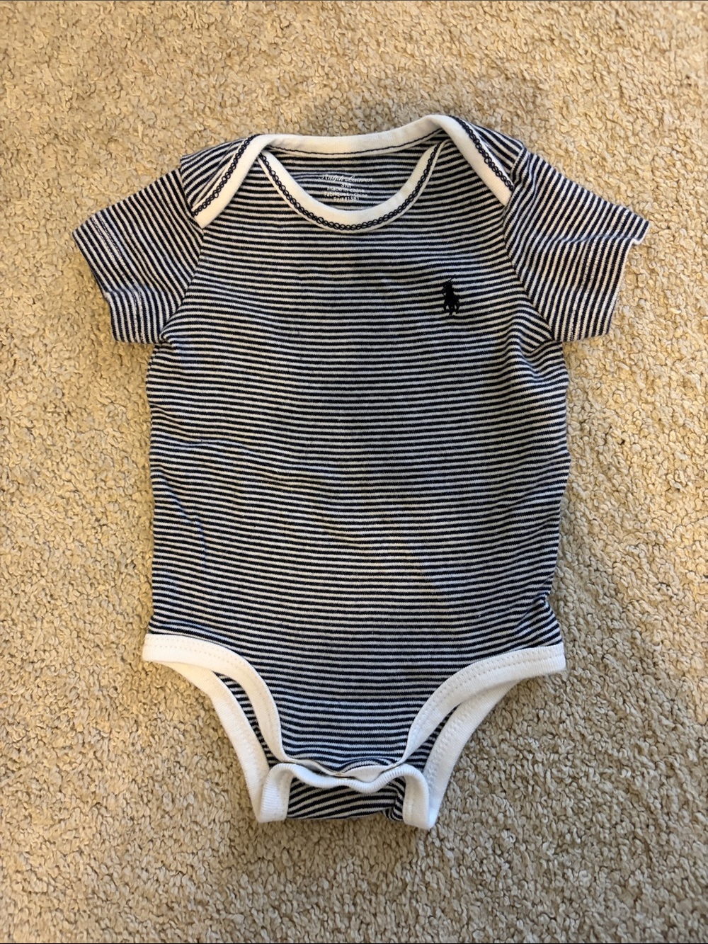 Ralph Lauren Navy and White Striped Baby Bodysuit